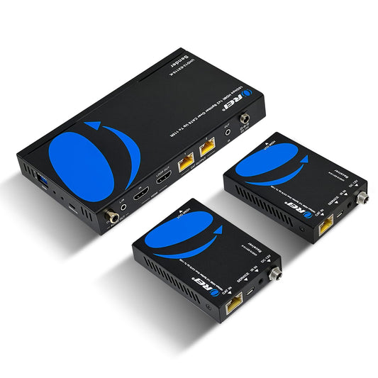 OREI 4K 4x4 HDMI Extender Matrix - UltraHD 4K @ 60Hz 4:4:4 Over Single CAT5e/6/7 Cable with HDR Switcher & IR Control, RS-232 - Up to 230 Ft - 1080P Downscale - 4 x Loop Out - 4 Receivers Included