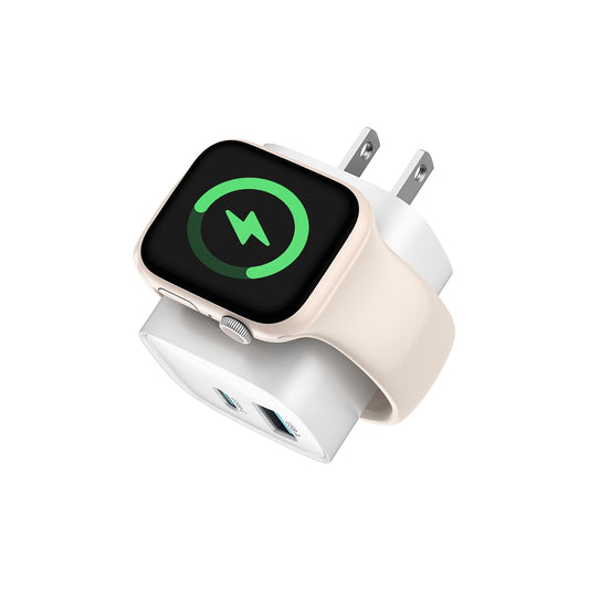 Charging Blocks for Apple Watch, 3-in-1 PD 20W USB C Charger Block with Built-in Wireless Smart Watch Charging, Dual Ports Wall Charger Compatible with iPhone,AirPods,iWatch