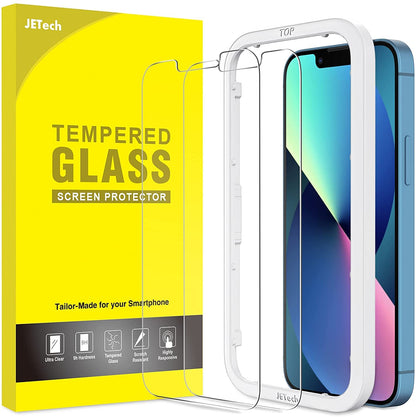 JETech Screen Protector for iPhone 15 6.1-Inch, Bubble Free, Tempered Glass Film with Easy Installation Tool, Case-Friendly, HD Clear, 2-Pack