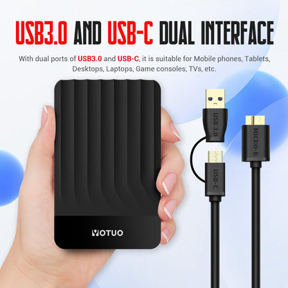 YOTUO 500GB External Hard Drive, Portable Storage Expansion HDD, USB 3.0 & USB-C for PC, Mac, Desktop, Laptop, Smartphone, PS4, Xbox One, Xbox 360, Office & Game Black