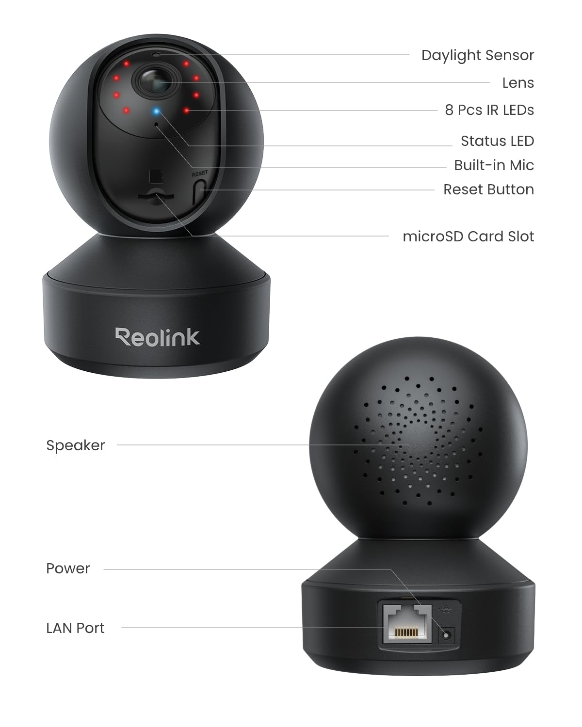 REOLINK E1 Pro 3K PT Wi-Fi Indoor Camera for Baby & Pet Monitoring, Auto Tracking, 5MP Night Vision Enhanced by F1.6 Aperture, Person/Pet/Baby Crying Detection, 2.4/5GHz Wi-Fi, Two-Way Audio
