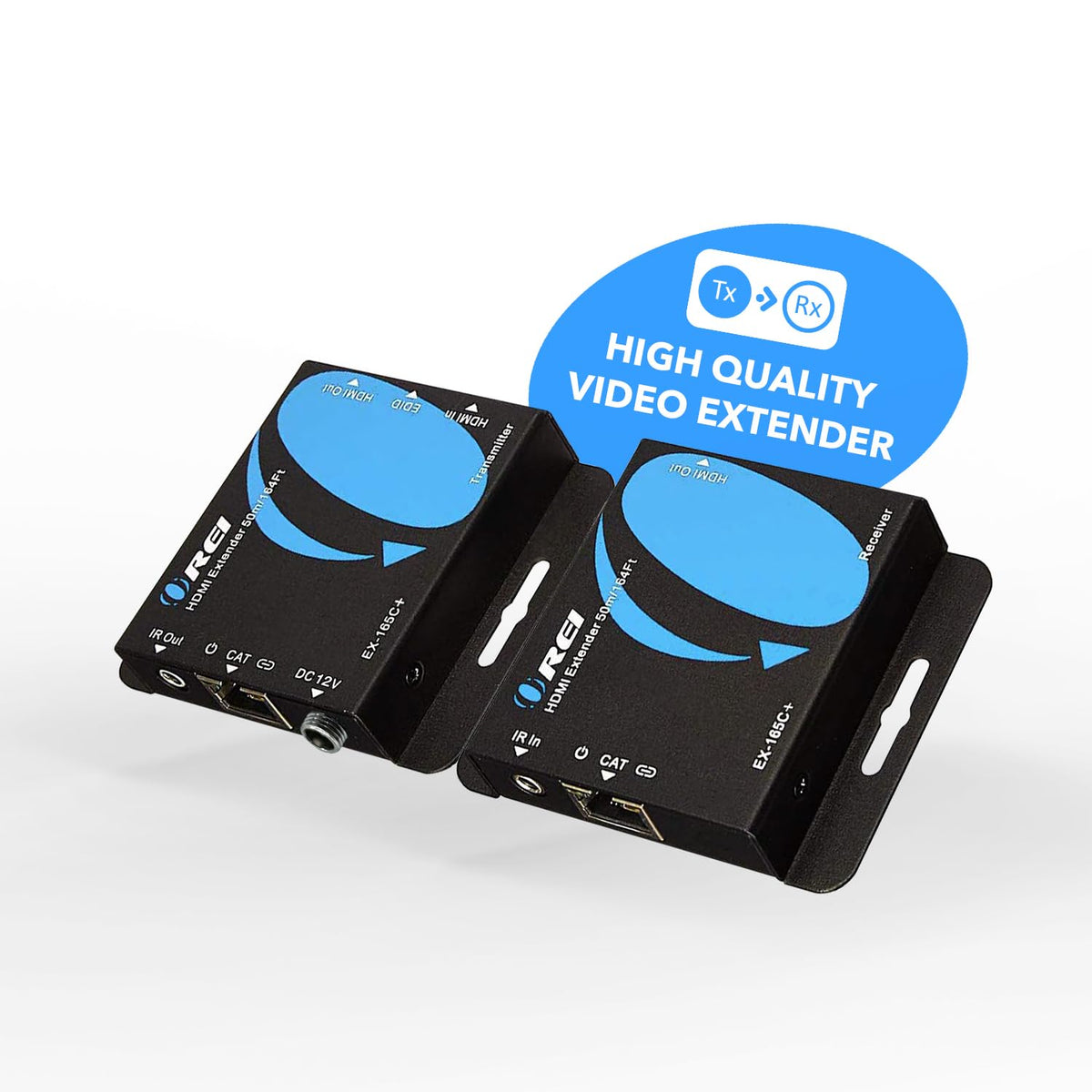 OREI 4K HDMI Extender over ethernet CAT5/CAT6/CAT7 Up To 165 Feet At 1080@60hz - HDMI 1.4 & HDCP 1.4 Compliant with One Way IR Pass Through, HDMI Loop Output & Power Over Cable