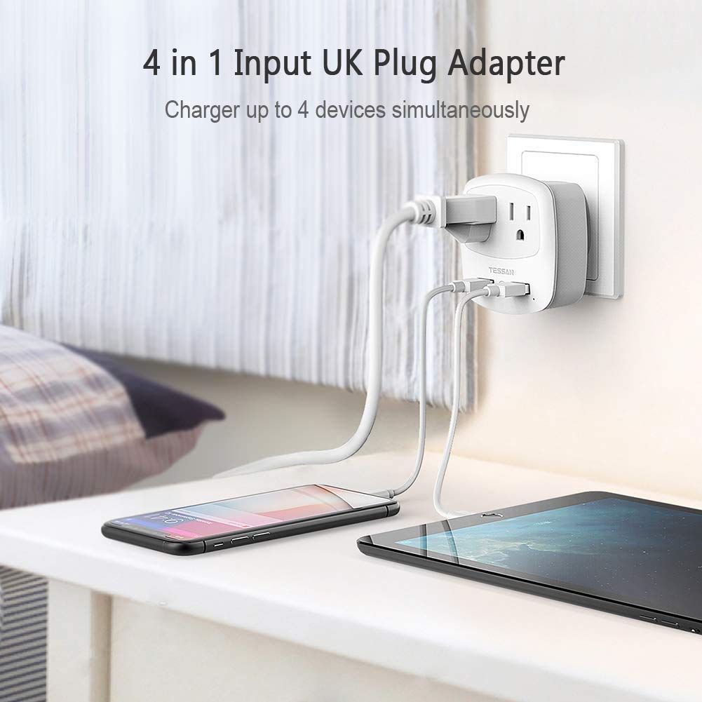 European Travel Plug Adapter Converter, TESSAN International Power Plug Converter with 2 USB, Type C Outlet Adaptor Charger for US to Most of Europe EU Iceland Spain Italy France Germany