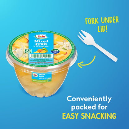 Dole Fruit Bowls Mixed Fruit in 100% Juice Snacks, 7oz 12 Total Cups, Gluten & Dairy Free, Bulk Lunch Snacks for Kids & Adults