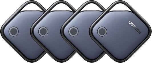 UGREEN FineTrack Air Tracker Tags (iOS Only) 4 Pack, 2-Year Replaceable Battery Bluetooth Tracker Compatible with Apple Find My, Item Finder Smart Tag for Keys, Luggage - [Apple Find My Certified]