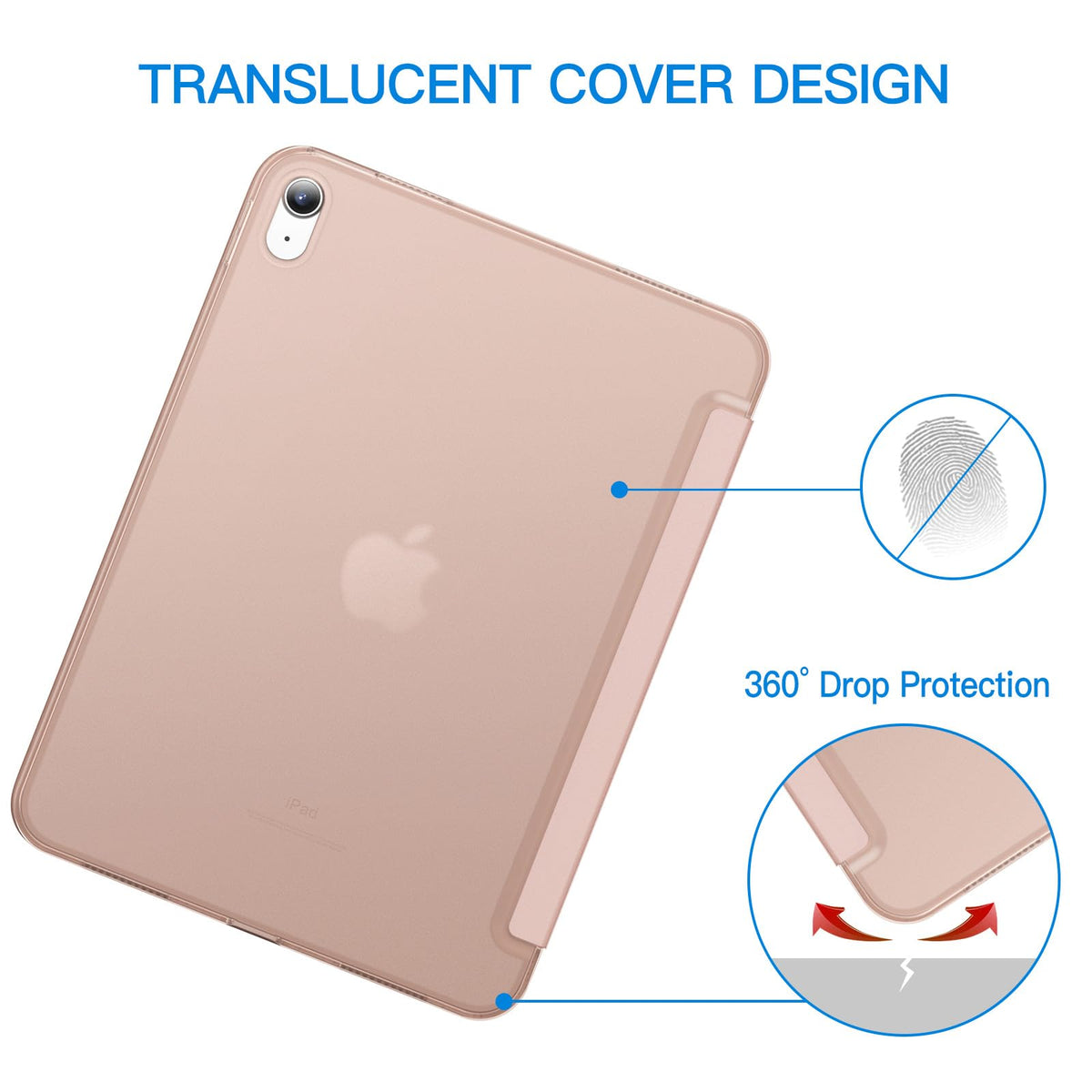 JETech Case for iPad (A16) 11th Generation 11 Inch 2025 / iPad 10th Generation 10.9 Inch 2022, Slim Smart Cover with Hard PC Translucent Back, Supports Touch ID, Auto Wake/Sleep (Navy Blue)