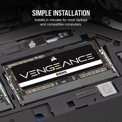 CORSAIR Vengeance SODIMM DDR5 RAM 16GB (1x16GB) 4800MHz CL40-40-40-77 1.1V Intel AMD Laptop Notebook Memory - Black (CMSX16GX5M1A4800C40)