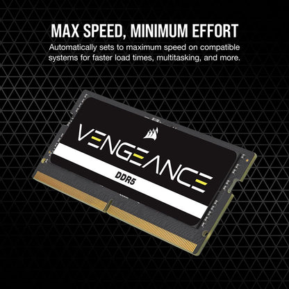 CORSAIR Vengeance SODIMM DDR5 RAM 16GB (1x16GB) 4800MHz CL40-40-40-77 1.1V Intel AMD Laptop Notebook Memory - Black (CMSX16GX5M1A4800C40)