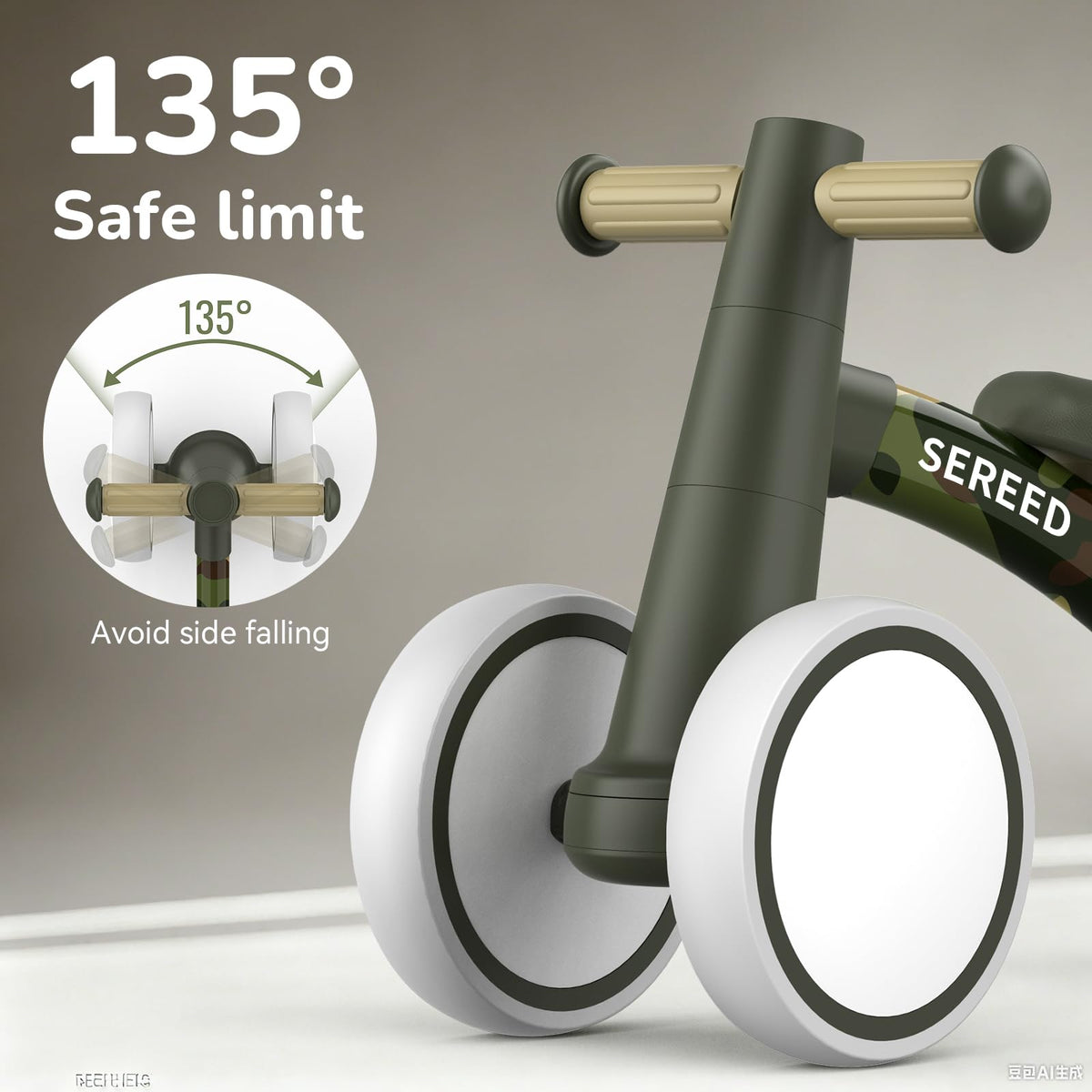 SEREED Baby Balance Bike for 1 Year Old Boys Girls 12-24 Month Toddler Balance Bike, 4 Wheels Toddler First Bike, First Birthday Gifts