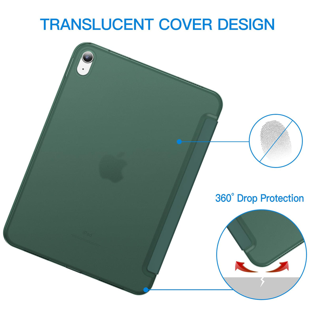 JETech Case for iPad (A16) 11th Generation 11 Inch 2025 / iPad 10th Generation 10.9 Inch 2022, Slim Smart Cover with Hard PC Translucent Back, Supports Touch ID, Auto Wake/Sleep (Navy Blue)
