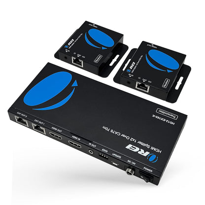 OREI 4K HDMI Extender over ethernet CAT5/CAT6/CAT7 Up To 165 Feet At 1080@60hz - HDMI 1.4 & HDCP 1.4 Compliant with One Way IR Pass Through, HDMI Loop Output & Power Over Cable