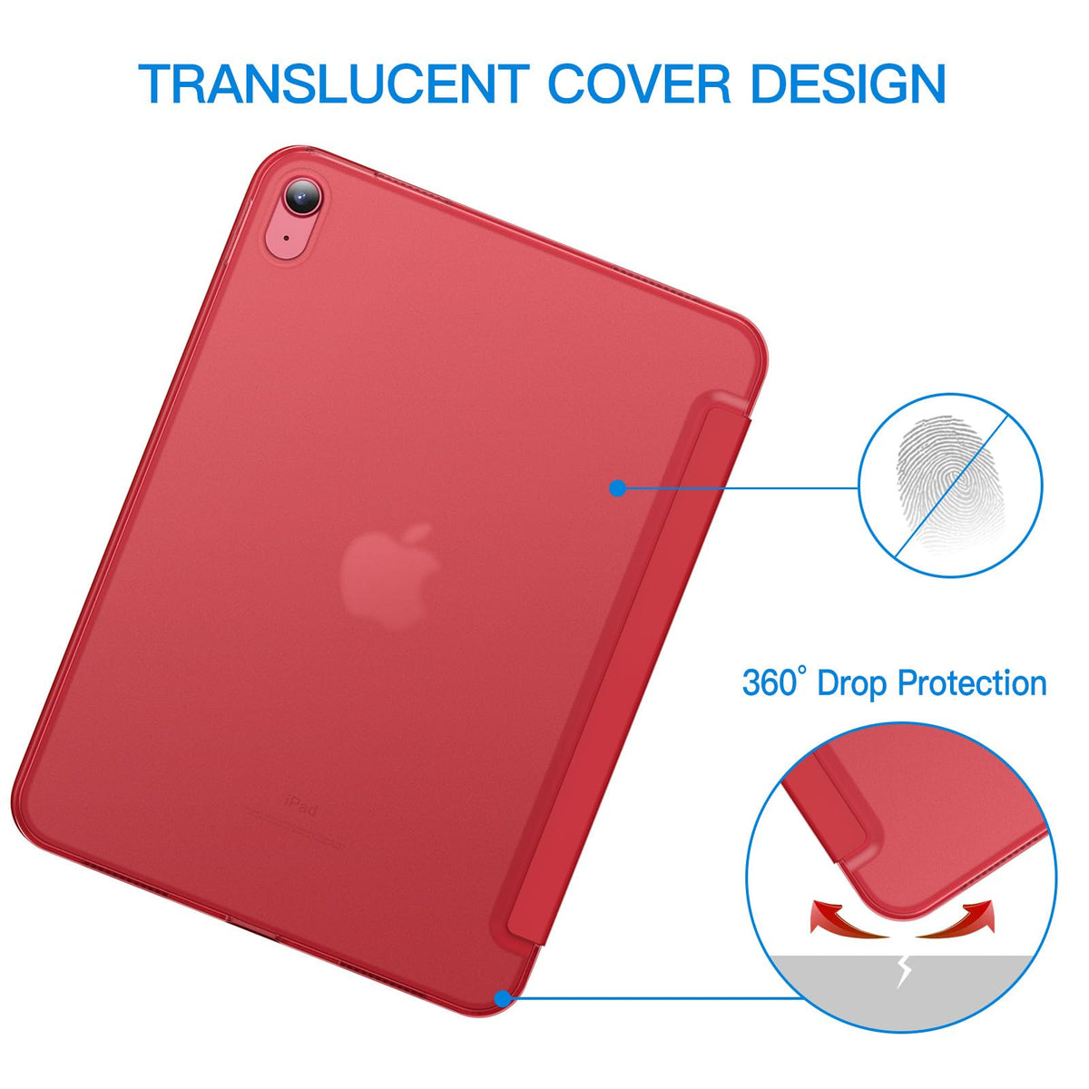 JETech Case for iPad (A16) 11th Generation 11 Inch 2025 / iPad 10th Generation 10.9 Inch 2022, Slim Smart Cover with Hard PC Translucent Back, Supports Touch ID, Auto Wake/Sleep (Navy Blue)