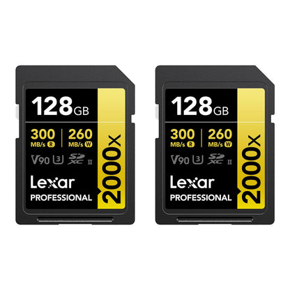 Lexar 256GB 2000x SD Memory Card, 300MB/s Read, 8K, V90, U3, UHS-II