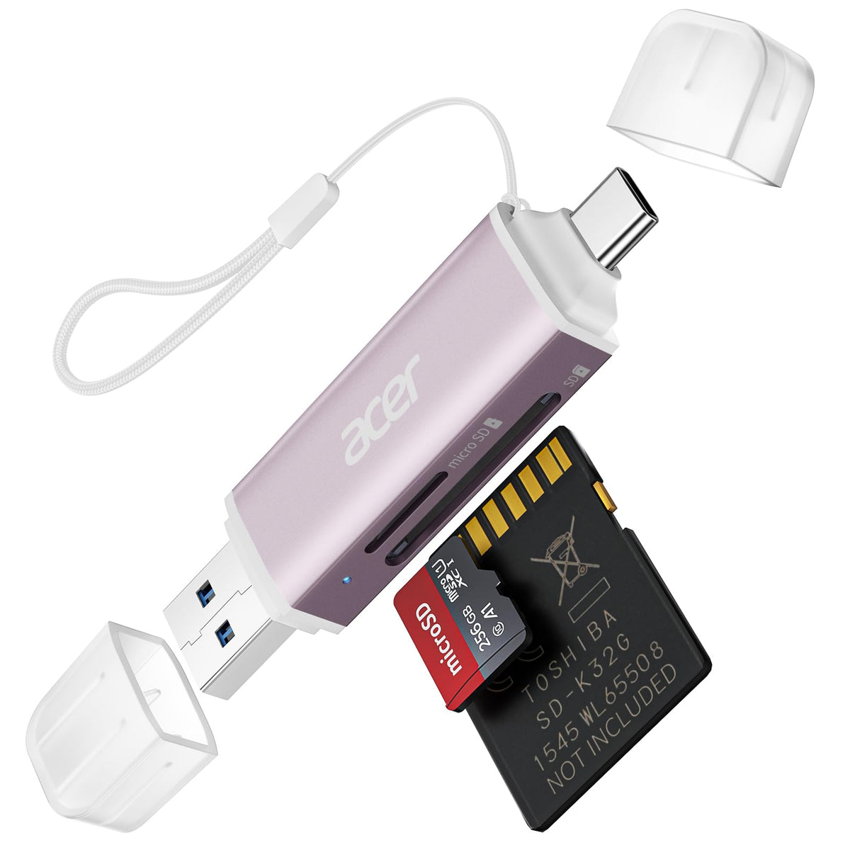 acer SD Card Reader USB C, Dual Slots USB Type C to Micro SD Card Adapter