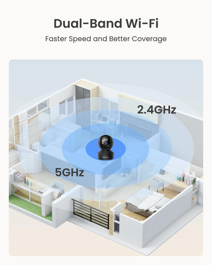 REOLINK E1 Pro 3K PT Wi-Fi Indoor Camera for Baby & Pet Monitoring, Auto Tracking, 5MP Night Vision Enhanced by F1.6 Aperture, Person/Pet/Baby Crying Detection, 2.4/5GHz Wi-Fi, Two-Way Audio