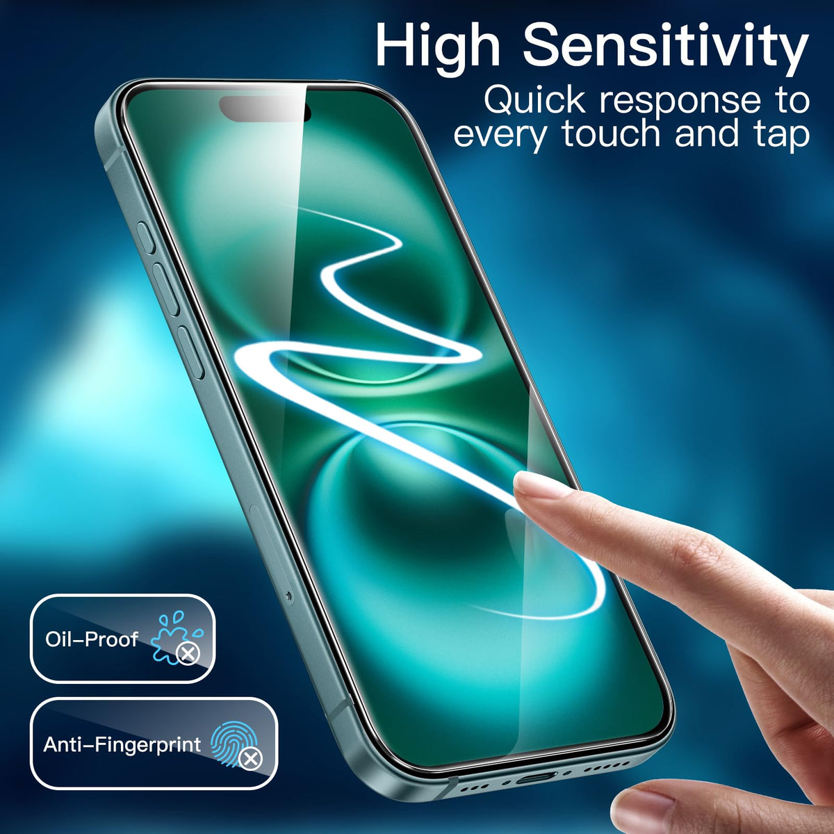 JETech Screen Protector for iPhone 15 6.1-Inch, Bubble Free, Tempered Glass Film with Easy Installation Tool, Case-Friendly, HD Clear, 2-Pack