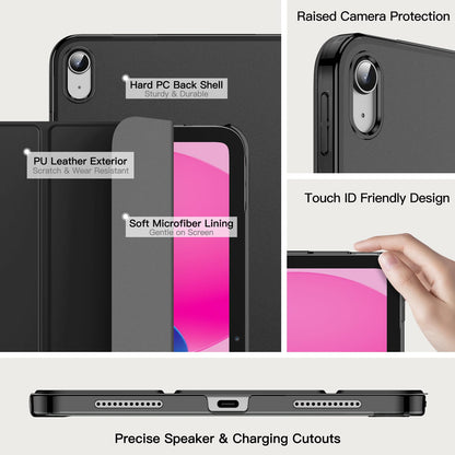 JETech Case for iPad (A16) 11th Generation 11 Inch 2025 / iPad 10th Generation 10.9 Inch 2022, Slim Smart Cover with Hard PC Translucent Back, Supports Touch ID, Auto Wake/Sleep (Navy Blue)
