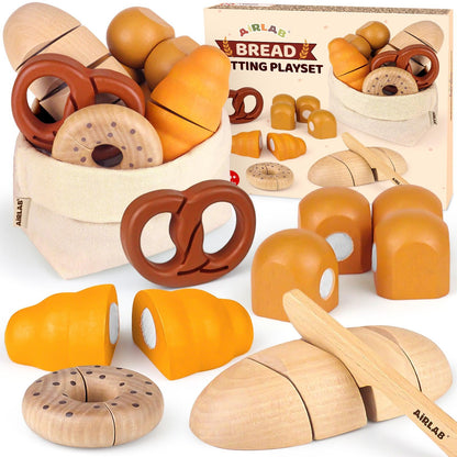 Wooden Play Food for Kids Kitchen Cutting Fruits Toys for Toddlers Pretend Vegetables Gift for Boys Girls Educational Toys