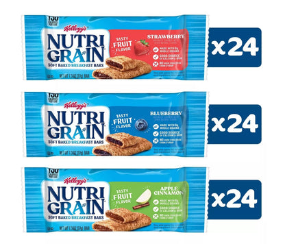 Soft Baked Breakfast Bars, Made with Whole Grains, Kids Snacks, Variety Pack (72 Bars)