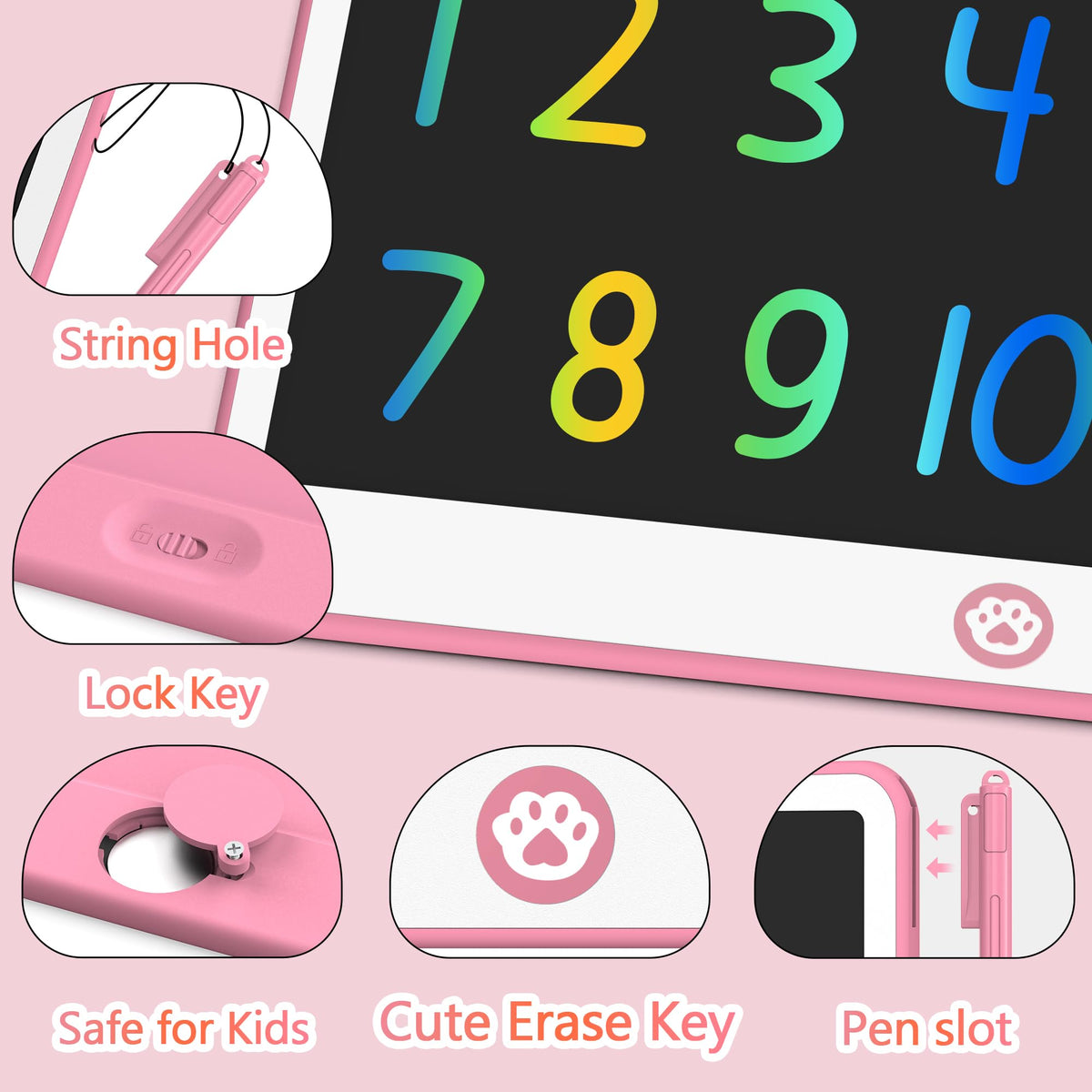 Hockvill LCD Writing Tablet for Kids 8.8 Inch, Toys for Girls Boys Drawing Pad for 3 4 5 6 7 Year Old Kids Toys, Children Christmas Birthday Gift for Kids Toddler Doodle Board Travel Essentials