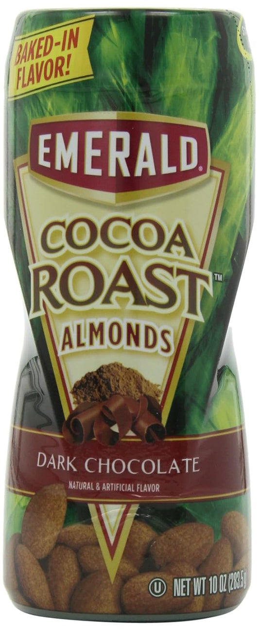 Emerald Cocoa Roast Almonds, Dark Chocolate, 10 oz Canister (Pack of 4)
