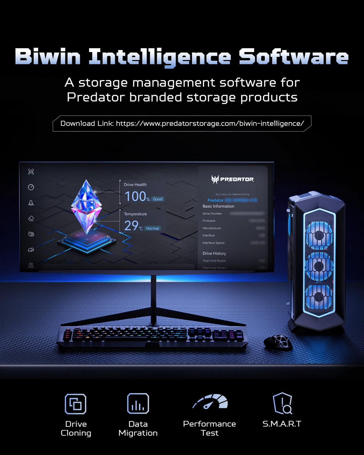 Acer Predator GM7 2TB SSD: M.2 2280 PCIe Gen 4 x4 NVMe 2.0, Read Speed Up to 7400 MB/s, Internal PC Solid State Drive for Laptop, Desktop and PS5 - BL.9BWWR.119