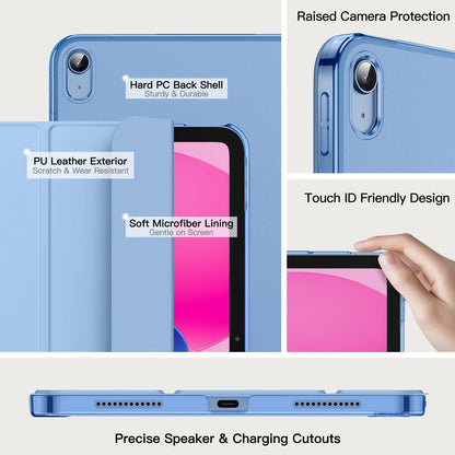JETech Case for iPad (A16) 11th Generation 11 Inch 2025 / iPad 10th Generation 10.9 Inch 2022, Slim Smart Cover with Hard PC Translucent Back, Supports Touch ID, Auto Wake/Sleep (Navy Blue)
