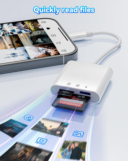 USB-C SD Card Reader, Dual Slot SD/MicroSD Adapter for iPhone 17/16/15