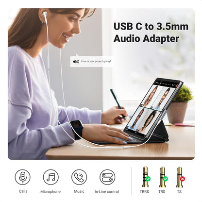 UGREEN USB C to 3.5mm Audio Adapter DAC Stereo Mic HiFi Right Angle Dongle Bundle Magnetic USB C to 3.5mm Audio Adapter and PD 60W Charger 2 in 1
