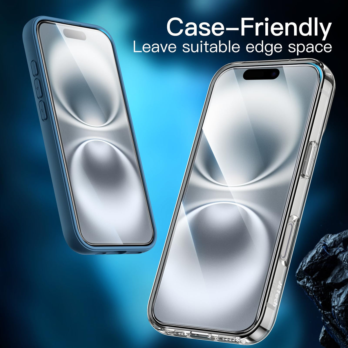 JETech Screen Protector for iPhone 15 6.1-Inch, Bubble Free, Tempered Glass Film with Easy Installation Tool, Case-Friendly, HD Clear, 2-Pack