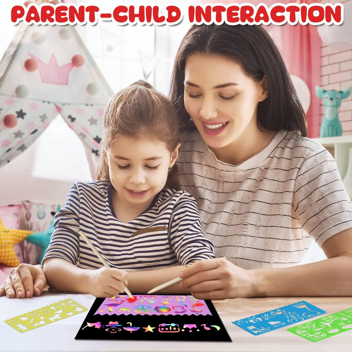 ZMLM Scratch Paper Art Set: 60 Pcs Magic Art Craft Kid Return Gifts Scratch Paper Supplies Toddler Preschool Learning Toys for Age 3 4 5 6 7 8 Girls Boys Birthday Activities Party Favors