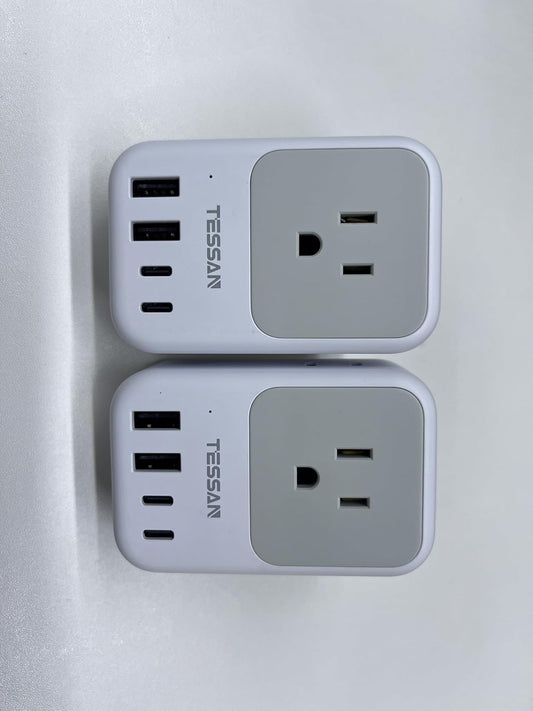 TESSAN Australia Plug Adapter 2 Pack, 28W New Zealand Power Adapter with 4 Outlets 5 USB Ports (3 USB-C), Type I Travel Adaptor for US to Australian Argentina China Fiji Samoa Tonga Kiribati