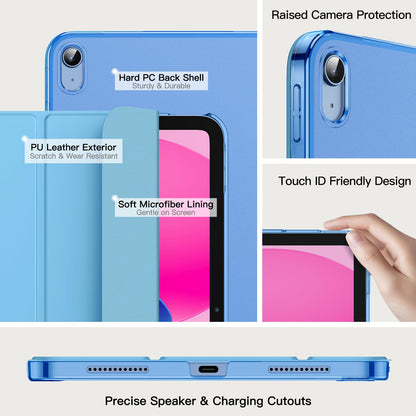 JETech Case for iPad (A16) 11th Generation 11 Inch 2025 / iPad 10th Generation 10.9 Inch 2022, Slim Smart Cover with Hard PC Translucent Back, Supports Touch ID, Auto Wake/Sleep (Navy Blue)