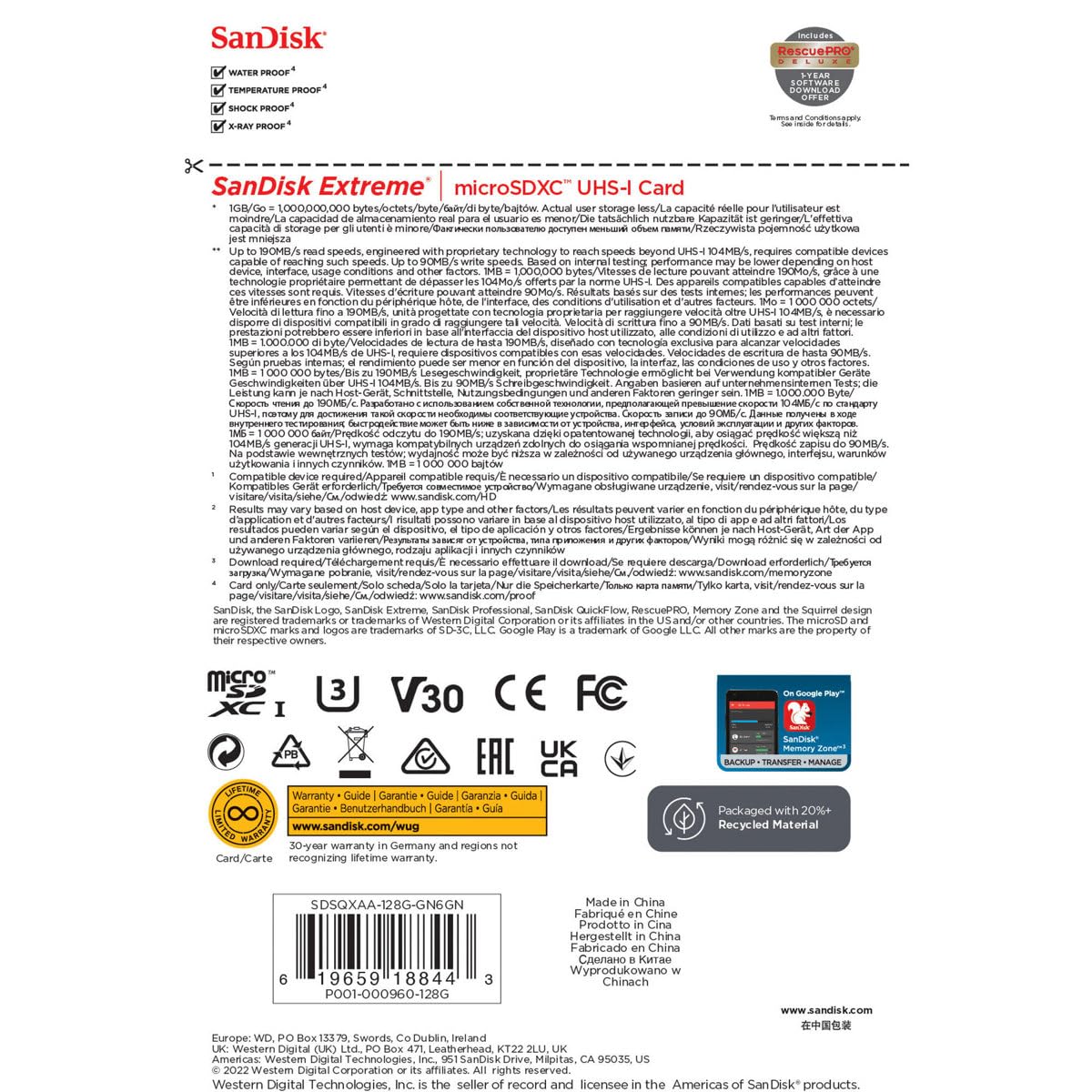 SANDISK 256GB Ultra microSD Card + Adapter, Up to 150MB/s Read Speeds