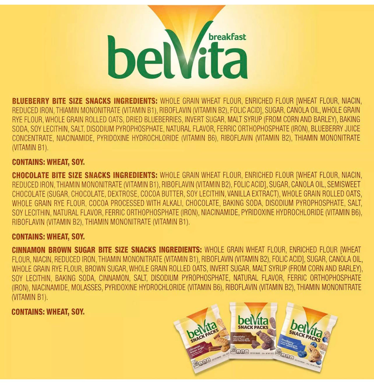 BelVita Breakfast Biscuits Variety Packs | 3 Natural Flavors - 12 Chocolate belVita Snack Packs, 12 Cinnamon Brown Snack Packs, and 12 Blueberry Snack Packs | Sameday Shippers Offers Free SameDay Shippers Branded Bag Clip