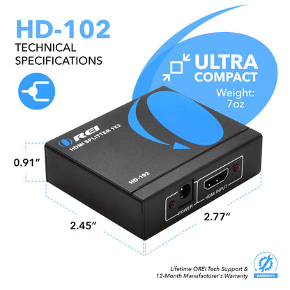 OREI SplitExtend HDMI Splitter Extended Display for Dual Monitor - Multi-Monitor Display 3 Separate Screens - USB A & USB-C Adapter to HDMI 2.0, 4K@30Hz Output 1, 1080p Output 2 for Windows, Mac OS G