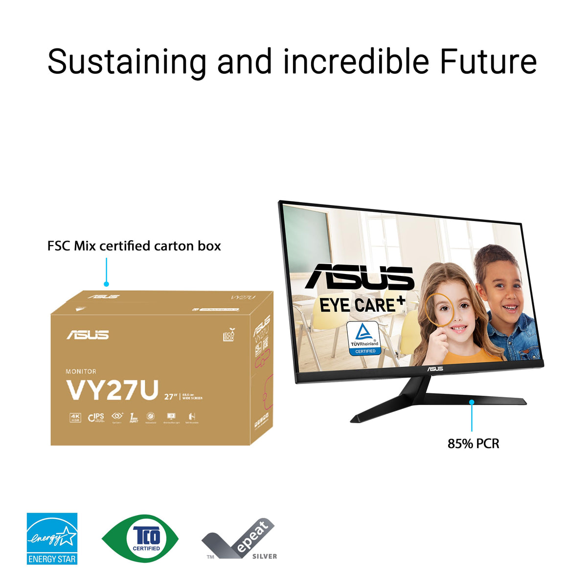 ASUS 27 Inch Desktop Monitor - Full HD (1920 x 1080), IPS, 75Hz, Adaptive-Sync, HDMI, D-Sub, Frameless - VA27EHE
