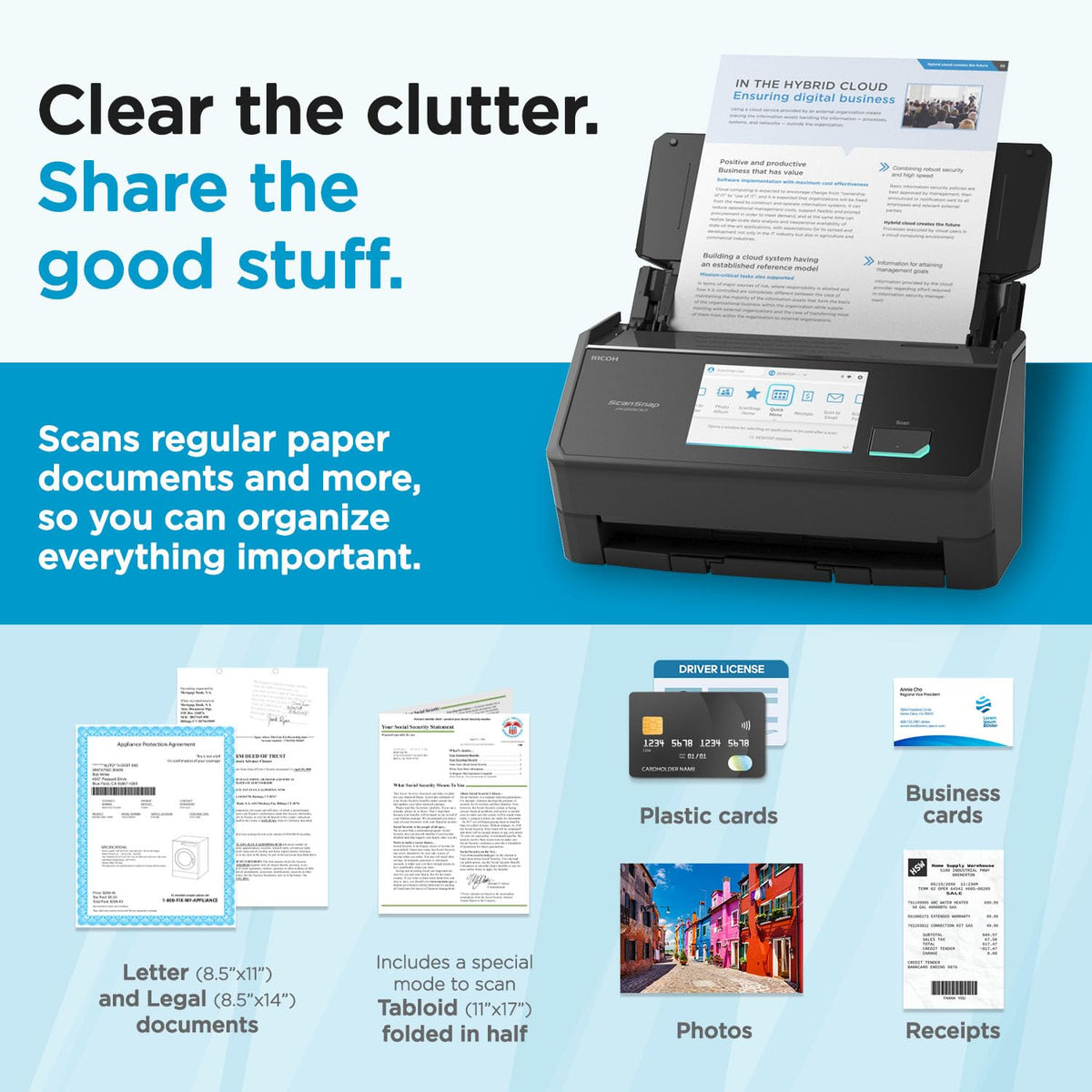 ScanSnap iX1600 Wireless or USB High-Speed Cloud Enabled Document, Photo & Receipt Scanner with Large Touchscreen and Auto Document Feeder for Mac or PC, 17 watts, Black
