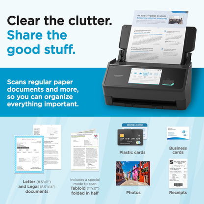 ScanSnap iX1600 Wireless or USB High-Speed Cloud Enabled Document, Photo & Receipt Scanner with Large Touchscreen and Auto Document Feeder for Mac or PC, 17 watts, Black