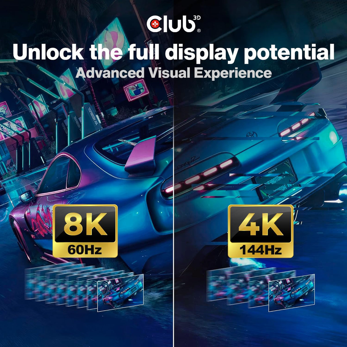 Club3D CAC-2068 VESA Certified DisplayPort to DisplayPort 1.4/Hbr3 M/M Cable DP 1.4 8K 60Hz 2m - 6,56ft