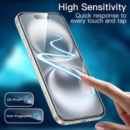JETech Screen Protector for iPhone 15 6.1-Inch, Bubble Free, Tempered Glass Film with Easy Installation Tool, Case-Friendly, HD Clear, 2-Pack