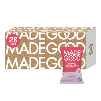 MadeGood Granola Bites Chocolate Chip & Strawberry Variety Pack (28 Count) Gluten Free and Organic Snacks