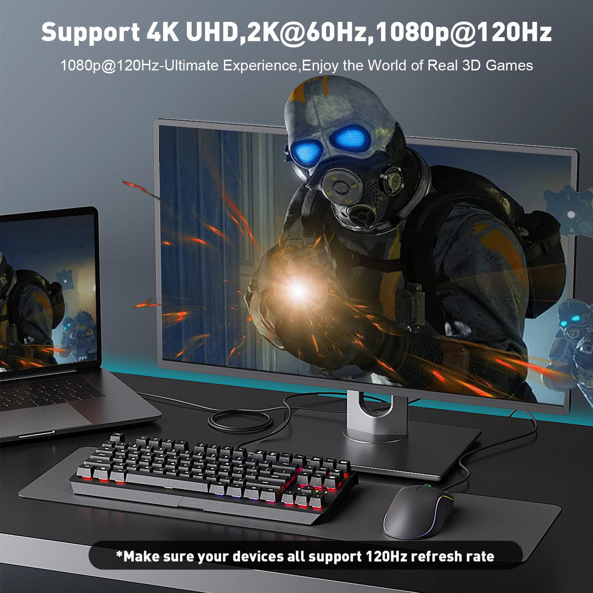 UANTIN 4K DisplayPort to HDMI Cable 6Ft, Uni-Directional Only, DP 1.2 (Source) to HDMI 1.4 (Display), 4K@30Hz, 2K@60Hz, Display Port Braided Cord for AMD, NVIDIA, Dell, Monitor