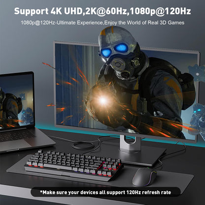 UANTIN 4K DisplayPort to HDMI Cable 6Ft, Uni-Directional Only, DP 1.2 (Source) to HDMI 1.4 (Display), 4K@30Hz, 2K@60Hz, Display Port Braided Cord for AMD, NVIDIA, Dell, Monitor