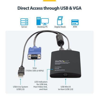 StarTech.com Portable Laptop Crash Cart Adapter, USB/VGA Analogue KVM Console, File Transfer & Video Capture, Windows/Linux/MacOS, TAA