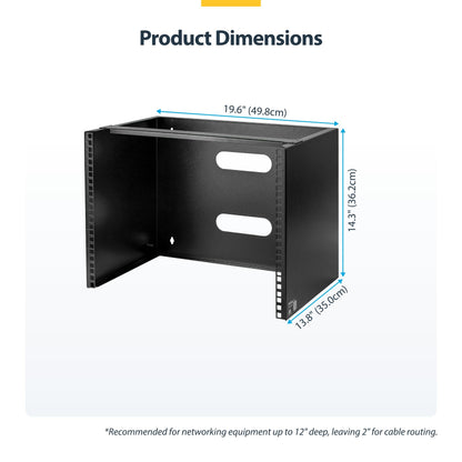 StarTech.com 6U Wall Mount Network Rack - 14 Inch Deep (Low Profile) - 19" Patch Panel Bracket for Shallow Server and IT Equipment, Network Switches - 44lbs/20kg Weight Capacity, Black (WALLMOUNT6)
