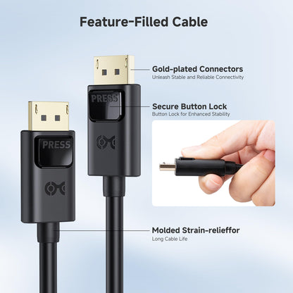 Cable Matters [VESA Certified] 32.4Gbps DisplayPort 1.4 Cable - 6ft, Support 8K 60Hz, 4K 240Hz DisplayPort Cable 1.4 with FreeSync, G-SYNC and HDR for Gaming Monitor, PC, RTX 4080/4090, RX 6800/6900