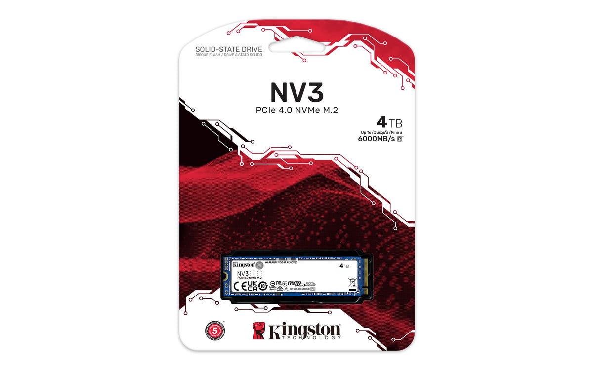 Kingston NV3 1TB M.2 2280 NVMe SSD | PCIe 4.0 Gen 4x4 | Up to 6000 MB/s | SNV3S/1000G