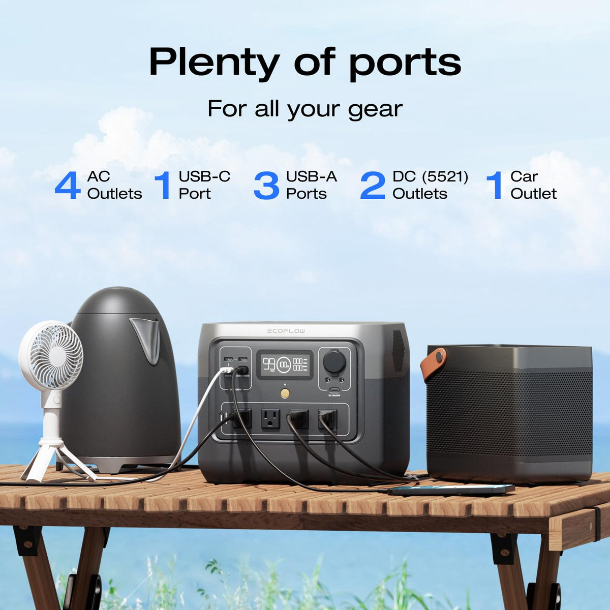 EF ECOFLOW Portable Power Station RIVER 2 Pro, 768Wh LiFePO4 Battery, 70 Min Fast Charging, 4X800W (X-Boost 1600W) AC Outlets, Solar Generator for Outdoor Camping/RVs/Home Use Black