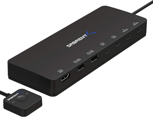 SABRENT 2 Port USB Type C KVM Switch with 60 Watt Power Delivery Option (USB KCPD)